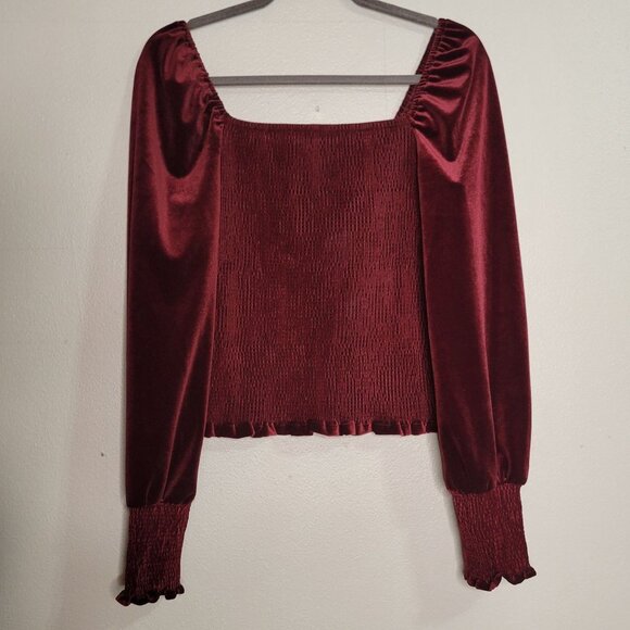 Truth by Republic Women's Medium Velour Smocked Peasant Whimsygoth Romantic Vale - Picture 2 of 5